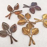2 Vintage Brass Haskell RARE Metal Leaf Stampings - Sea Beads