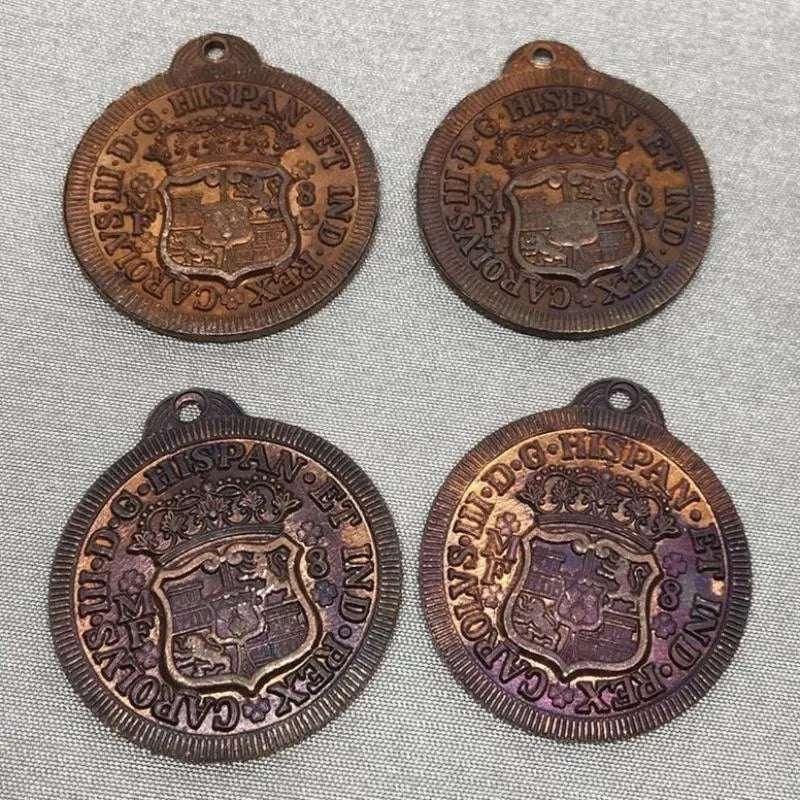 2 Vintage Brass Heavy Coin Pendants - Sea Beads