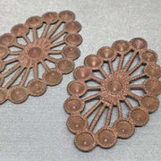 2 Vintage Brass Oval Metal Casting Spoke Settings - Sea Beads