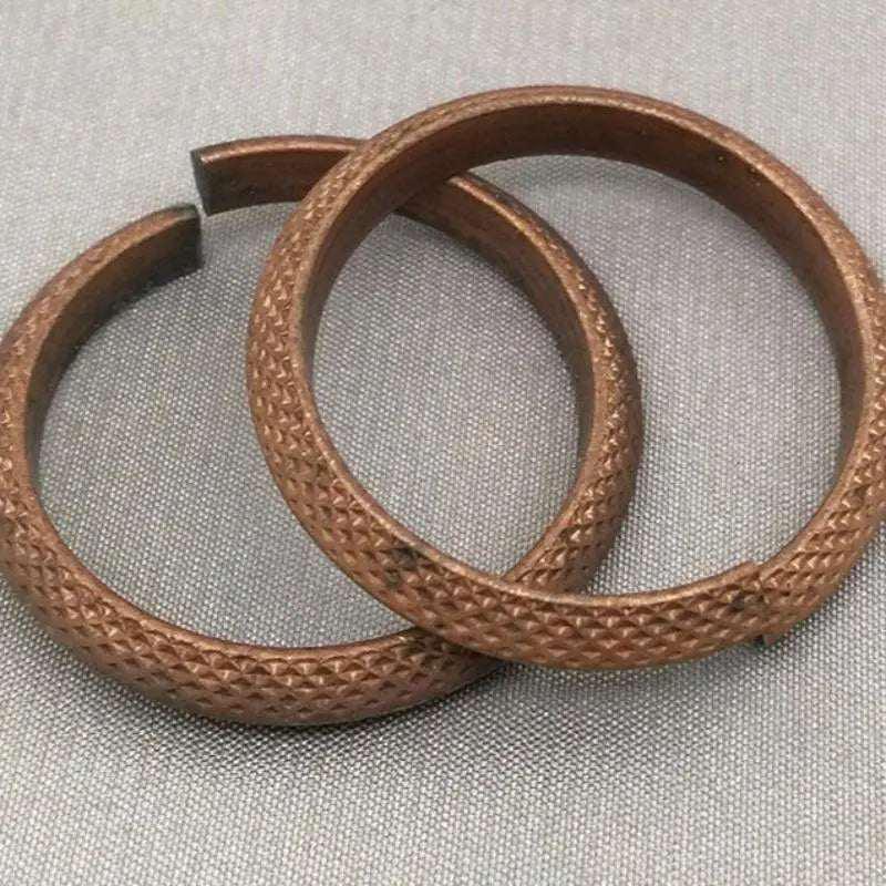 2 Vintage Brass Textured Metal Rings - Sea Beads