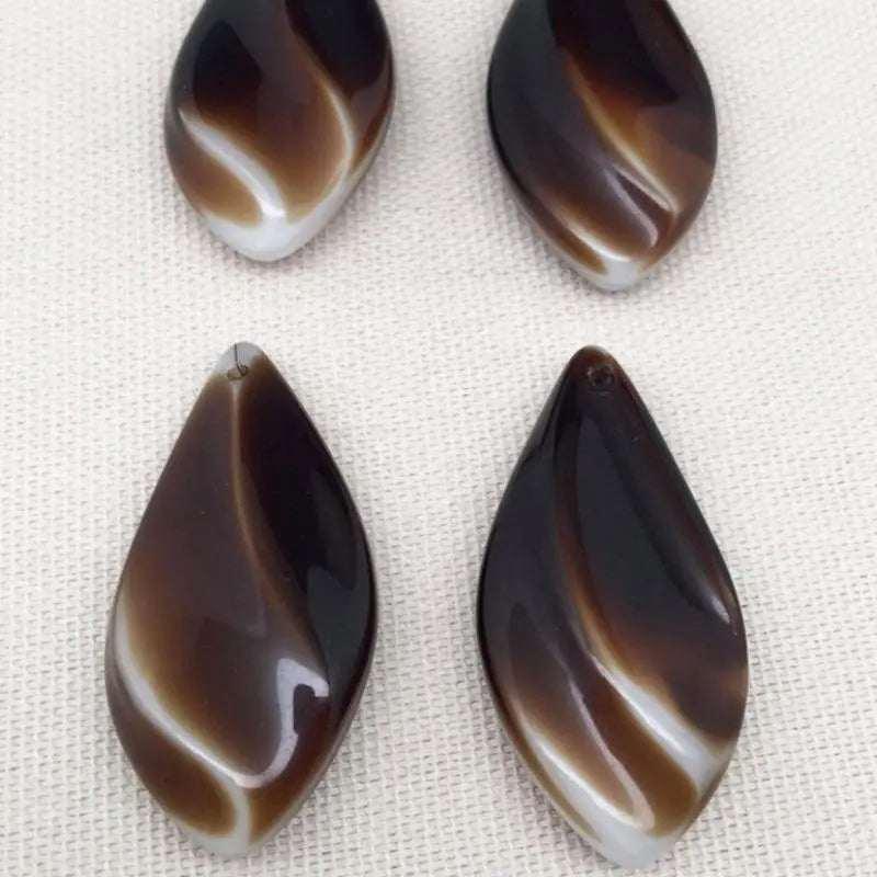 2 Vintage Brown Caramel German Drop Glass Pendants - Sea Beads