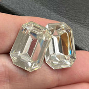 2 Vintage Clear Octagon Glass Stones - Sea Beads