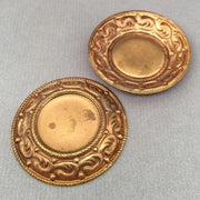 2 Vintage Brass Domed Metal Settings - Sea Beads