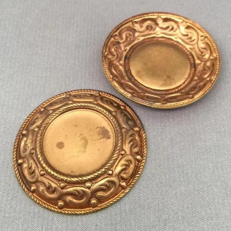 2 Vintage Brass Domed Metal Settings - Sea Beads