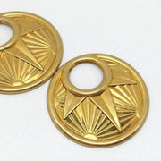 2 Vintage Brass Domed Round Art Deco Metal Pendants - Sea Beads