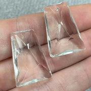 2 Vintage Faceted Crystal Clear Glass Pendants - Sea Beads