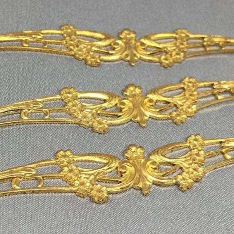 2 Vintage Brass Fancy Floral Metal Components - Sea Beads