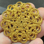2 Vintage Gold Plated Heart Vine Filigree Stampings - Sea Beads