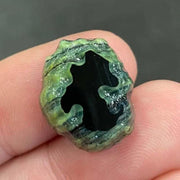 2 Vintage Green Black Japan Glass Cabochons - Sea Beads