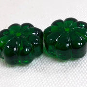 2 Vintage Green Czech Flower Glass Beads - Sea Beads