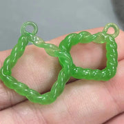 2 Vintage Green Glass Jewelry Pendants - Sea Beads