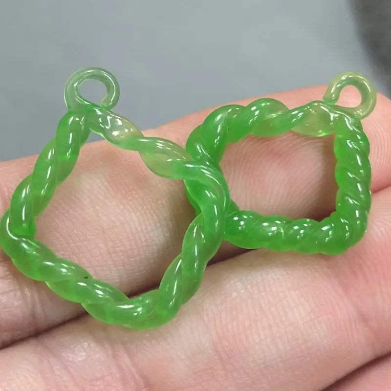 2 Vintage Green Glass Jewelry Pendants - Sea Beads