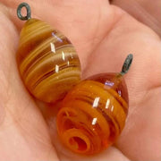 2 Vintage Handmade Topaz Japan Glass Pendants - Sea Beads