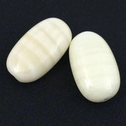 2 Vintage Large Marbled Light Yellow Oval Glass Beads - Sea Beads