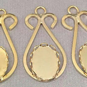 2 Vintage Light Gold Plated Setting Pendants - Sea Beads