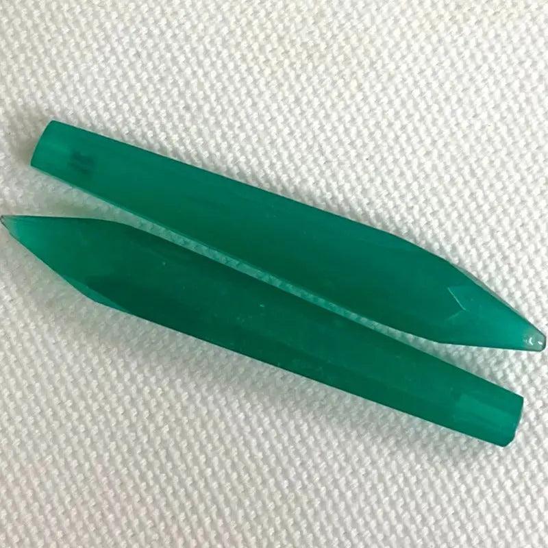 2 Vintage Green Opal Jadeite Green Glass Pendants - Sea Beads