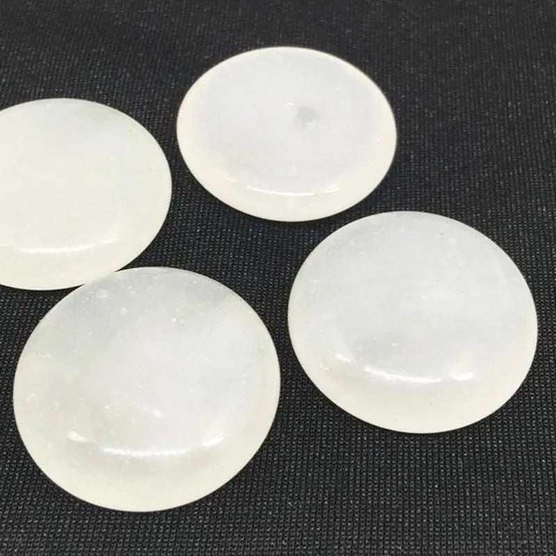 2 Vintage White Japan Opal Glass Cabochons - Sea Beads
