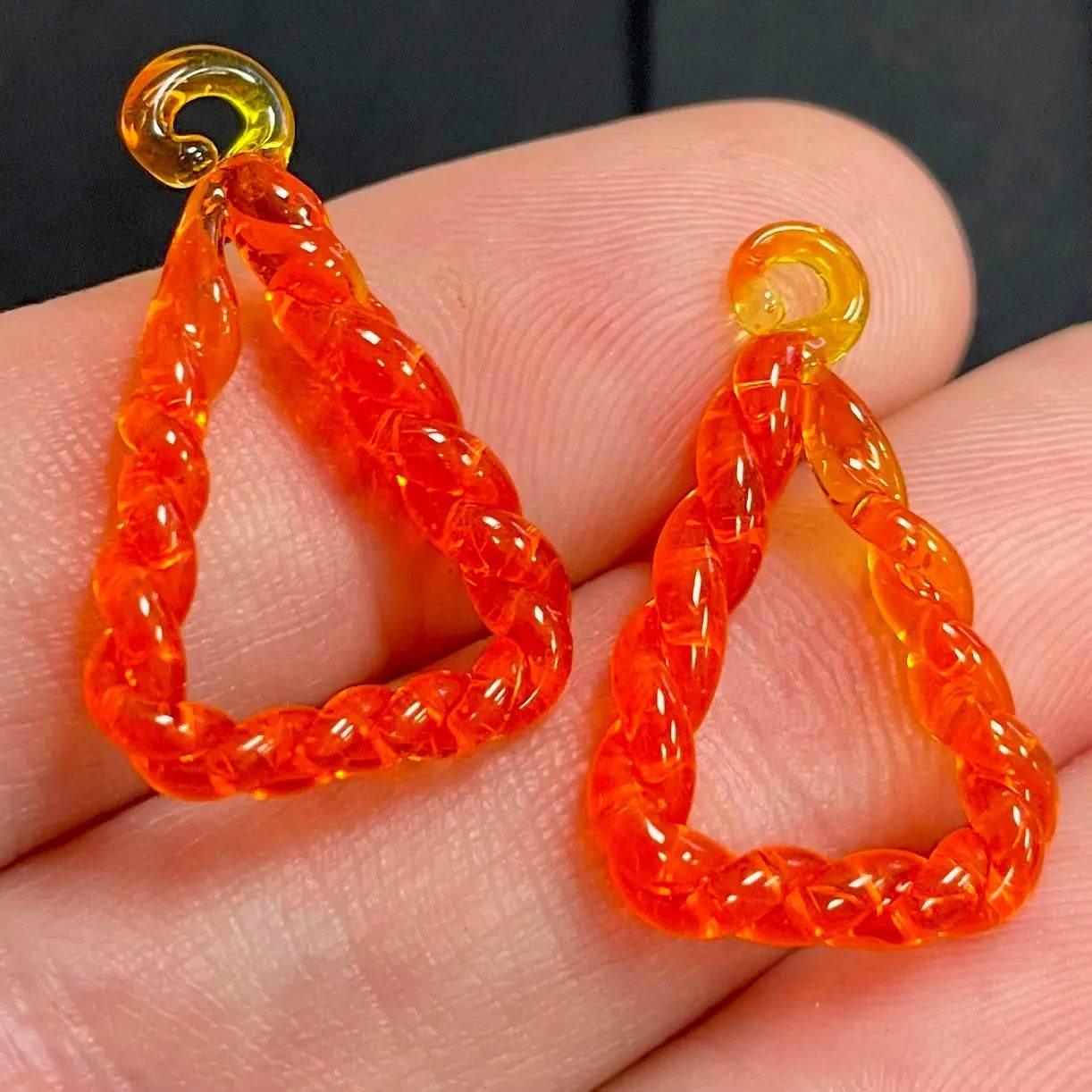 2 Vintage Orange Glass Pendants #8476 - Sea Beads