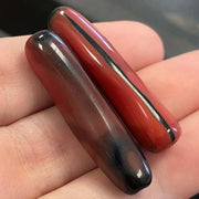 2 Vintage Orange Red Black Austrian Glass Beads - Sea Beads