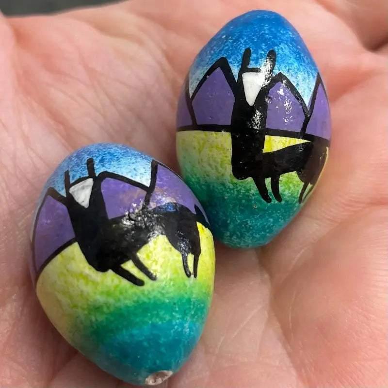 2 Vintage Peruvian Llama Oval Beads - Sea Beads