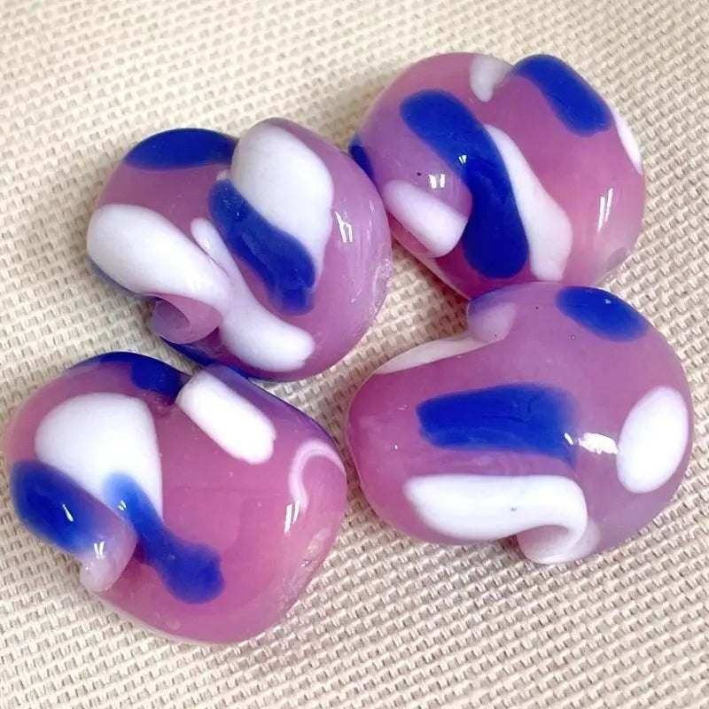2 Vintage Pink Japan Cherry Brand Baroque Glass Beads - Sea Beads