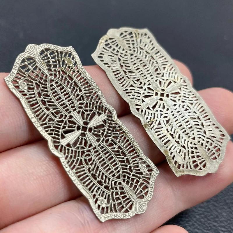 2 Victorian Silver Lace Filigree Pieces - Sea Beads
