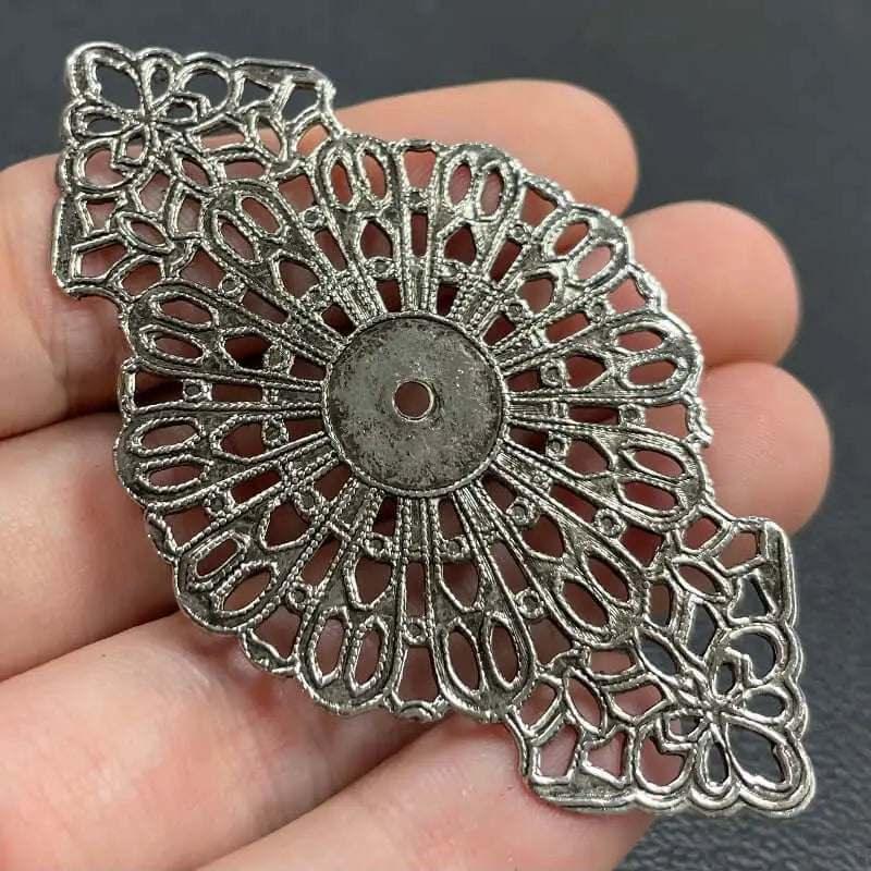 2 Vintage Silver Plated Antiqued Filigree Stampings - Beads to Blooms