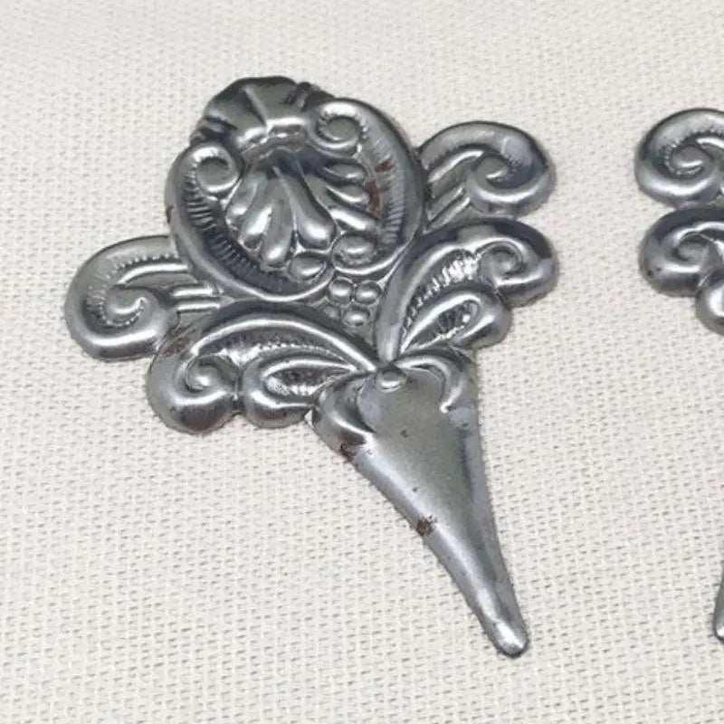 2 Vintage Silver Plated Flower Metal Stampings - Sea Beads