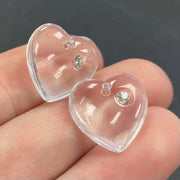 2 Vintage Swarovski Crystal Heart & Rhinestone Pendants #9395 - Sea Beads