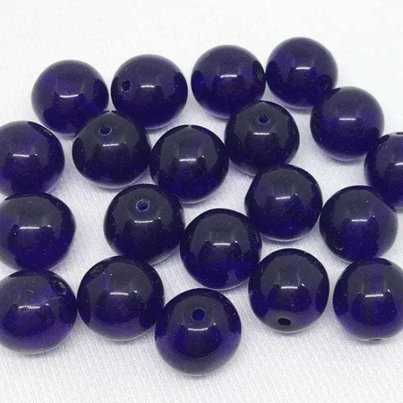 20 Blue Cobalt Czech Round Glass Beads - Sea Beads
