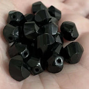 20 Vintage Black Czech Faceted Glass Beads - Sea Beads