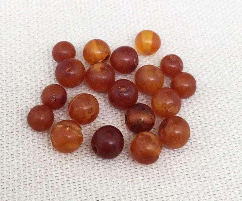20 Genuine Amber Round Gemstone Beads - Sea Beads