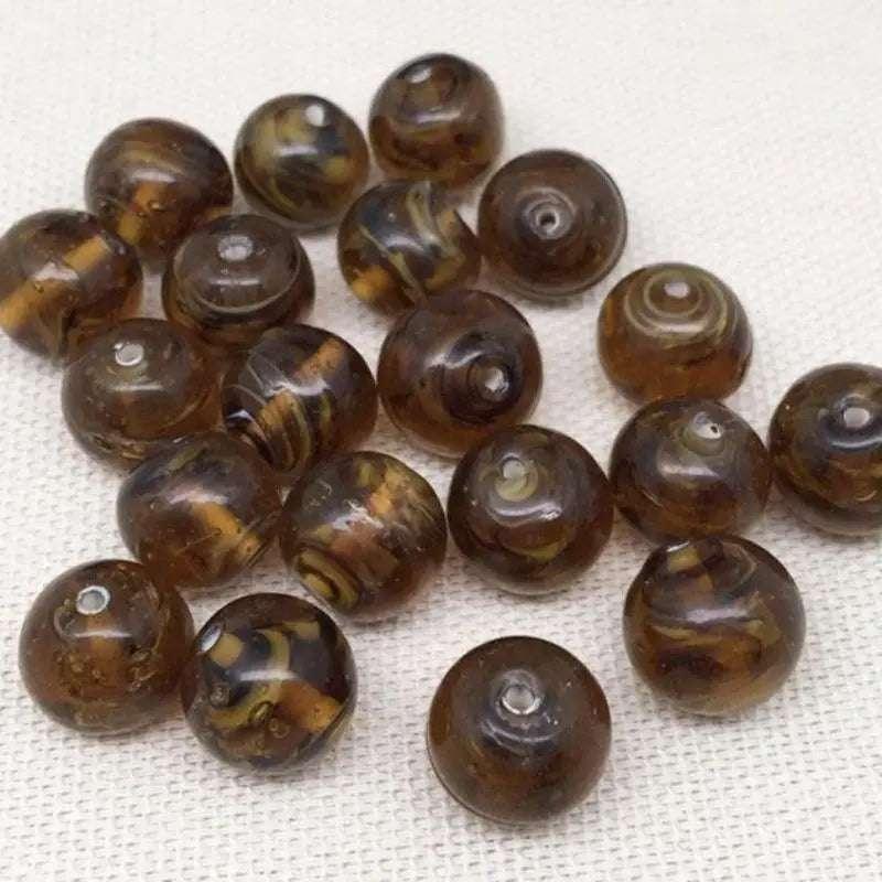 20 Golden Brown Japan Round Glass Beads - Sea Beads