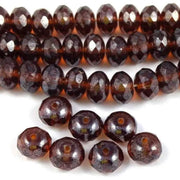 20 Luster Amber Czech Rondelle Glass Beads - Sea Beads