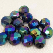 20 Metallic Iris Czech Faceted Glass Beads - Sea Beads