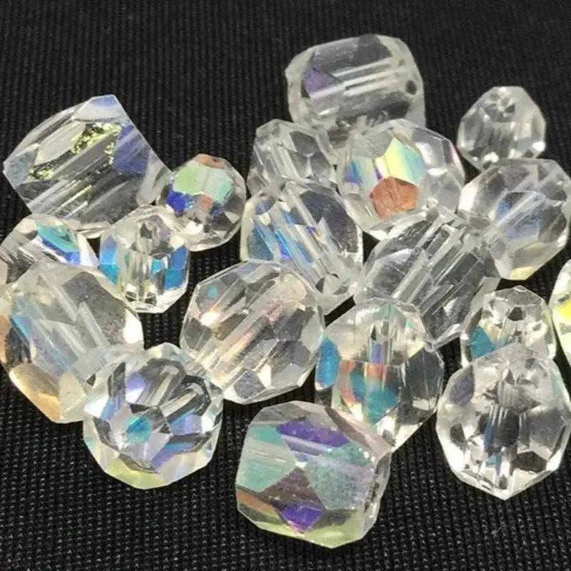 20 Mixed Vintage Clear Faceted Glass Beads - Sea Beads
