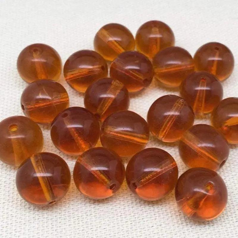 20 Translucent Topaz Czech Round Glass Beads - Sea Beads
