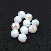 20 Vintage White Milky AB German Tin Cut Glass Beads - Sea Beads