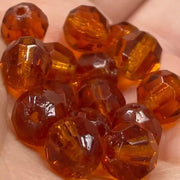 20 Vintage Amber German Faceted Glass Beads - Sea Beads