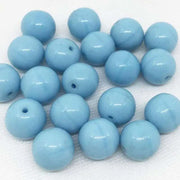 20 Vintage Blue Baby Czech Round Glass Beads - Sea Beads