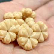 20 Vintage Beige Czech Flower Glass Beads 10mm - Sea Beads