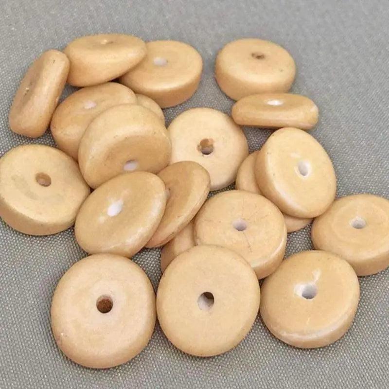 20 Vintage Beige Japan Slanted Disc Glass Beads