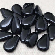 20 Vintage Black Czech Teardrop Glass Beads - Sea Beads