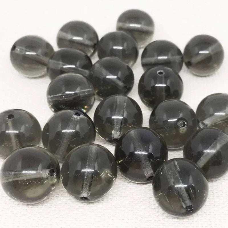 20 Vintage Black Diamond Czech Round Glass Beads - Sea Beads