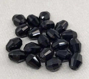 20 Vintage Black Faceted Oval Glass Beads - Sea Beads