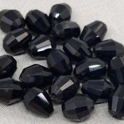 20 Vintage Black Faceted Teardrop Glass Beads - Sea Beads