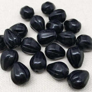 20 Vintage Black Ribbed Teardrop Glass Beads - Sea Beads