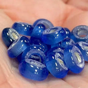 20 Vintage Blue African Ring Glass Beads - Sea Beads