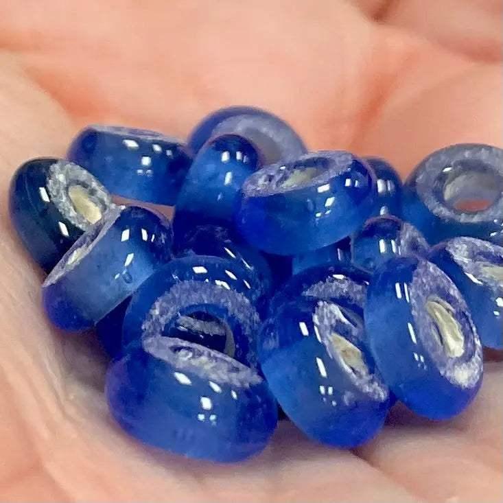 20 Vintage Blue African Ring Glass Beads - Sea Beads
