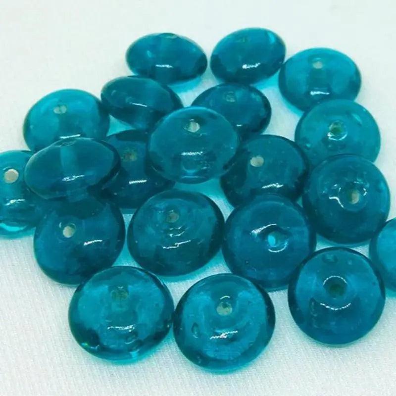 20 Vintage Blue Aqua Teal Czech Glass Beads - Sea Beads